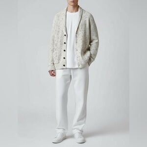 Nordstrom Cowl Neck Button Cardigan Sweater- XL Cream Black